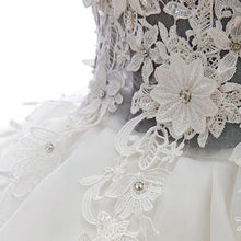 Load image into Gallery viewer, Off Shoulder Short Lace Bodice Wedding Dresses Appliqued Tutu Rehearsal Dress - promboutiqueonline