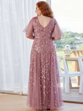 Load image into Gallery viewer, Pastel Pink Shimmery Long Mother of The Groom Dresses with Loose Sleeves - promboutiqueonline
