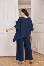 Load image into Gallery viewer, 2PCS Crew Neck Mother of The Bride Pant Suits Bating Sleeves MOG Outfits - promboutiqueonline
