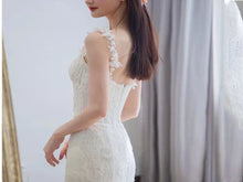 Load image into Gallery viewer, French Style Sheath Lace Fishtail Bridal Wear Wedding Dresses with Straps - promboutiqueonline
