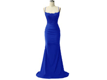 Load image into Gallery viewer, Long Red Ruched Mermaid Prom Dresses Open Back P646 - promboutiqueonline