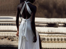 Load image into Gallery viewer, Ivory Satin Halter Wedding Dresses Open Back With Slit P028