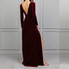 Load image into Gallery viewer, Burgundy Velvet Wrapped Bridesmaid Dresses Long Sleeves P685