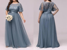 Load image into Gallery viewer, Sparkly Sequined Flutter Sleeves Long Mother of Bride Dresses - promboutiqueonline