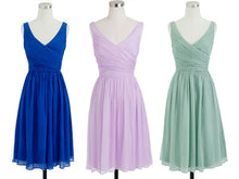 Load image into Gallery viewer, V-neck Cross Pleated Short Bridesmaid Dresses - promboutiqueonline