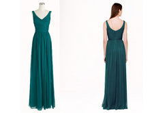 Load image into Gallery viewer, V-neck Cross Pleated Long Bridesmaid Dresses - promboutiqueonline