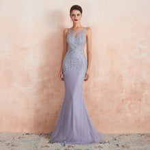 Load image into Gallery viewer, Wisteria Purple Bedazzled Mermaid Mother of The Bride Dresses