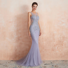 Load image into Gallery viewer, Wisteria Purple Bedazzled Mermaid Mother of The Bride Dresses - promboutiqueonline