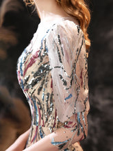 Load image into Gallery viewer, Puff Sleeves Pattern Sequined Colored Wedding Dresses - promboutiqueonline