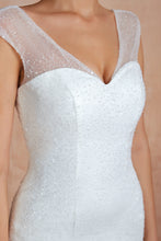 Load image into Gallery viewer, Sequined Cap Sleeves Layered Mermaid Wedding Dresses Lace Up Back - promboutiqueonline