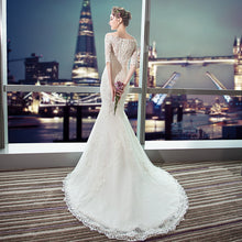 Load image into Gallery viewer, Off The Shoulder Lace Mermaid Wedding Dresses with Half Sleeves - promboutiqueonline