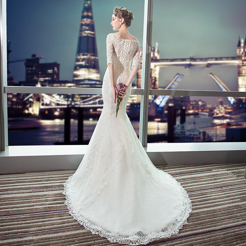 Off-the-Shoulder Lace Mermaid Wedding Dress