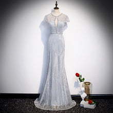 Load image into Gallery viewer, Embellished Key Hole Mother of The Bride Dreses Short Sleeves with IlluTsion Neckline - promboutiqueonline