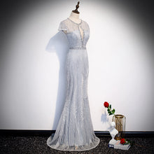 Load image into Gallery viewer, Embellished Key Hole Mother of The Bride Dreses Short Sleeves with IlluTsion Neckline - promboutiqueonline