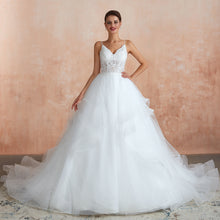 Load image into Gallery viewer, Spaghetti Straps Lace Wedding Gowns with Structed Hemline - promboutiqueonline