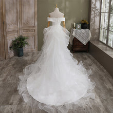 Load image into Gallery viewer, Off The Shoulder Mermaid Wedding Dresses with Layered Train - promboutiqueonline