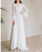 Load image into Gallery viewer, Long Sleeves Form Fitting Lace Wedding Dresses for Lawn Wedding Party - promboutiqueonline