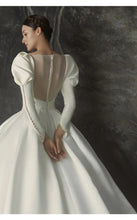 Load image into Gallery viewer, Satin Corset Royal Bridal Gowns Long Puff Sleeves Wedding Dresses - promboutiqueonline