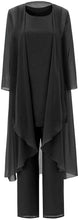 Load image into Gallery viewer, Chiffon 3 Pieces Mother of the Bride Dressy outfits Pantsuits Trouser Suits Wedding Guest Wear - promboutiqueonline