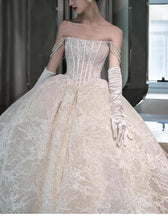Load image into Gallery viewer, Princess Sleeveless Corset Bridal Gowns Tube Lace Wedding Dresses with Big Bowknot - promboutiqueonline