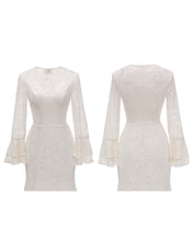 Load image into Gallery viewer, Long Sleeves Form Fitting Lace Wedding Dresses for Lawn Wedding Party - promboutiqueonline