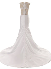 Load image into Gallery viewer, Ivory Sheer Appliqued Mermaid Wedding Dresses with Train - promboutiqueonline