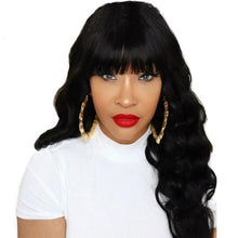Load image into Gallery viewer, Body Wave Full Bang Human Hair Wigs Natural Loose Deep Wave Wig Body Wave No Lace Bob Wig For Black Women - promboutiqueonline