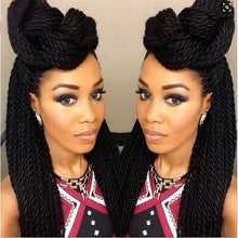 Load image into Gallery viewer, Long Black Braided Lace Front Wig For Black Women Full Senegalese Synthetic Twist Braided Lace Wigs - promboutiqueonline