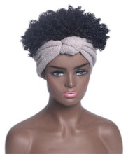 Load image into Gallery viewer, Afro Puff Kinky Curly Synthetic Short Headband Wigs with Turban Wrap For Black Women Heat Resistent - promboutiqueonline