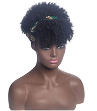 Load image into Gallery viewer, Afro Puff Kinky Curly Synthetic Short Headband Wigs with Turban Wrap For Black Women Heat Resistent - promboutiqueonline