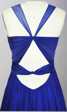 Load image into Gallery viewer, Blue Cross Strap Cut Out Long Formal Chiffon Prom Dress with Train P273 - promboutiqueonline
