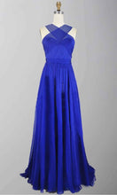 Load image into Gallery viewer, Blue Cross Strap Cut Out Long Formal Chiffon Prom Dress with Train P273 - promboutiqueonline