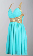 Load image into Gallery viewer, Black and Gold Sequin Short Prom Graduation Dresses with Straps KSP380 - promboutiqueonline