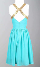 Load image into Gallery viewer, Black and Gold Sequin Short Prom Graduation Dresses with Straps KSP380 - promboutiqueonline