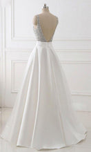 Load image into Gallery viewer, Sequin Long White Prom Dresses with Plunge V-neck P510 - promboutiqueonline
