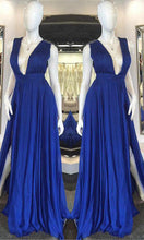 Load image into Gallery viewer, Deep V-neck Long Roayl Blue Prom Dresses Sexy Maxi Slit Prom Dresses P528 - promboutiqueonline