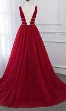 Load image into Gallery viewer, Shimmering Princess Long Red Prom Gown Dress with Tank Straps P532 - promboutiqueonline
