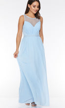 Load image into Gallery viewer, Light Blue Long Prom Dresses with Embellished High Illusion Sweetheart Neck KSP547 - promboutiqueonline