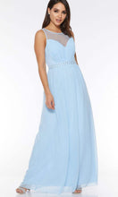 Load image into Gallery viewer, Light Blue Long Prom Dresses with Embellished High Illusion Sweetheart Neck KSP547 - promboutiqueonline
