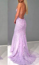 Load image into Gallery viewer, Long Applique Embellished Blue Mermaid Prom Dresses P579 - promboutiqueonline