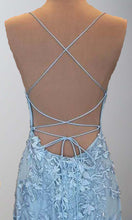 Load image into Gallery viewer, Long Applique Embellished Blue Mermaid Prom Dresses P579 - promboutiqueonline