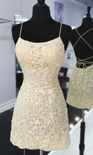 Load image into Gallery viewer, Embellished Short Yellow Cocktail Prom Dresses String Back P581 - promboutiqueonline