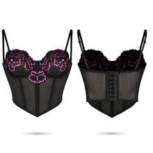 Load image into Gallery viewer, Flower Appliqued Lace Bustier Corset Party Bralet Crop Top - promboutiqueonline