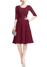 Load image into Gallery viewer, Tea Length Floral Lace Mother of The Bride Dress with Half Sleeves Custom Size - promboutiqueonline