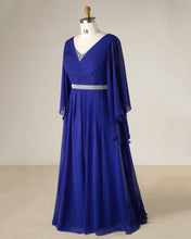 Load image into Gallery viewer, Royal Blue Chiffon Mother of the Bride Dresses with Angel Sleeves - promboutiqueonline
