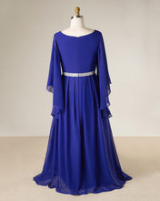 Load image into Gallery viewer, Royal Blue Chiffon Mother of the Bride Dresses with Angel Sleeves - promboutiqueonline