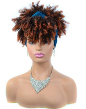 Load image into Gallery viewer, Afro Puff Kinky Curly Synthetic Short Headband Wigs with Turban Wrap For Black Women Heat Resistent - promboutiqueonline