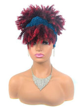 Load image into Gallery viewer, Afro Puff Kinky Curly Synthetic Short Headband Wigs with Turban Wrap For Black Women Heat Resistent - promboutiqueonline