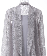 Load image into Gallery viewer, Formal Grey Mother of the Bride Dress 3PCS Pantsuits with Lace Long Sleeves Jacket - promboutiqueonline