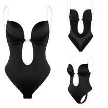 Load image into Gallery viewer, Low Plunging Bodysuit Shapewear with Big U Open Back Womens Bust Lifter Body Shaper - promboutiqueonline